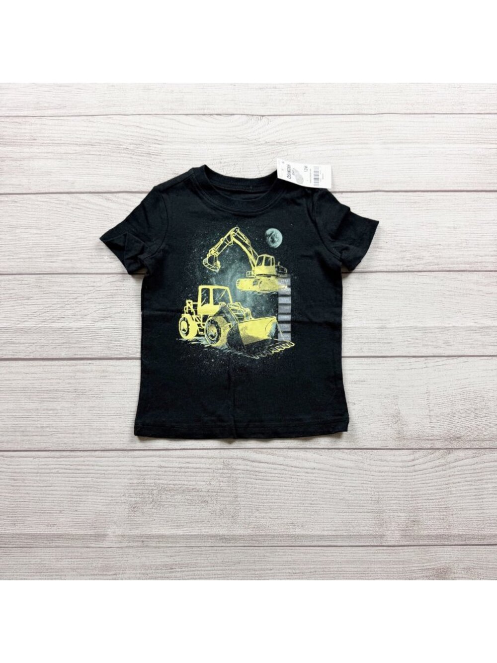 OshKosh B’gosh Boys Graphic Excavator T-Shirt Black NWT 9-12 Months